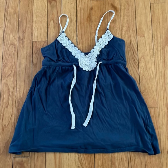 Y2K Empire Waist Tank Top with Crochet detail - Picture 1 of 5